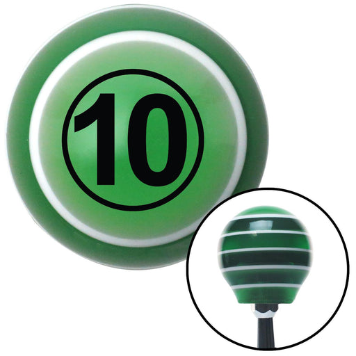 Black Ball 10 Green Stripe Shift Knob with M16 x 15 Insert