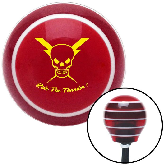 Yellow Skull 6 Red Stripe Shift Knob with M16 x 15 Insert