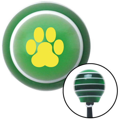 Yellow Pawprint Green Stripe Shift Knob with M16 x 15 Insert