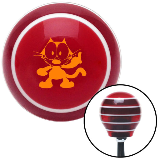 Orange Felix The Cat Middle Finger Red Stripe Shift Knob with M16 x 15 Insert