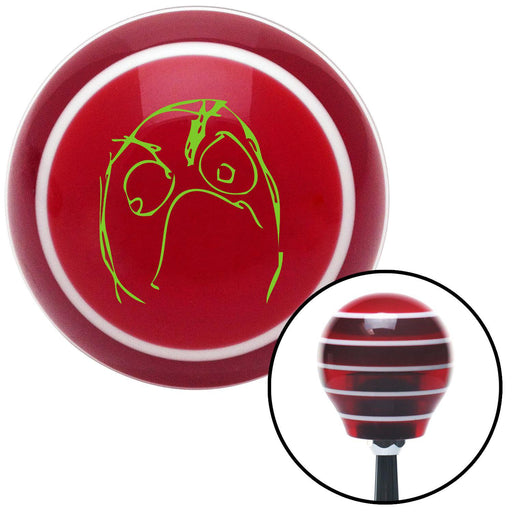 Green Angry Meme Red Stripe Shift Knob with M16 x 15 Insert