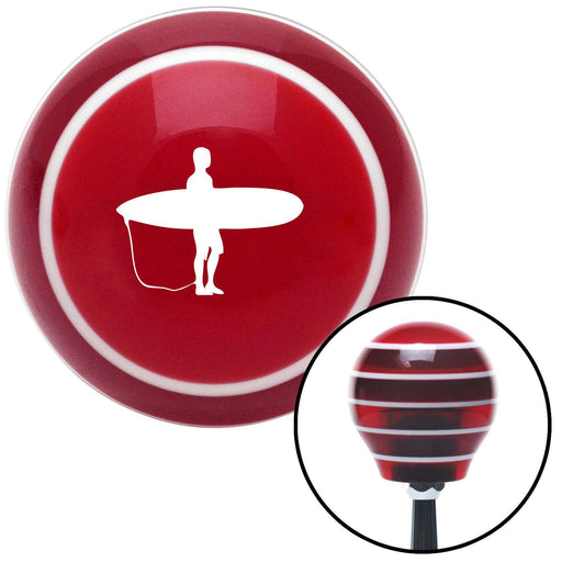 White Surfer Red Stripe Shift Knob with M16 x 15 Insert