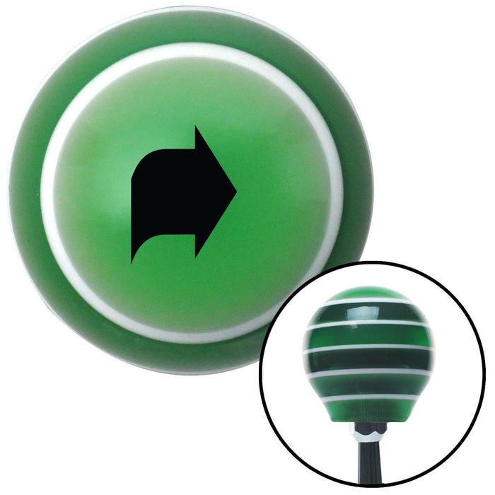 Black Fat Solid Arrow Right Green Stripe Shift Knob with M16 x 15 Insert