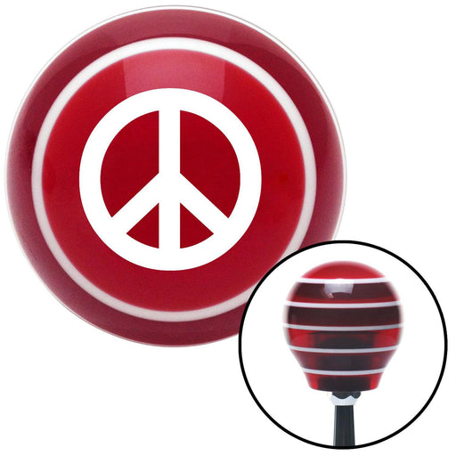 White Peace Sign Red Stripe Shift Knob with M16 x 15 Insert