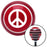 White Peace Sign Red Stripe Shift Knob with M16 x 15 Insert