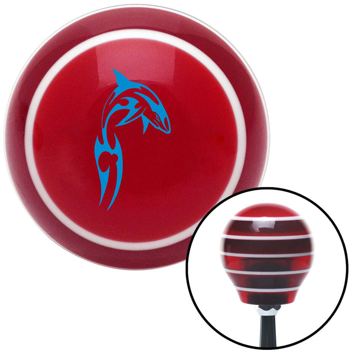 Blue Abstract Shark Red Stripe Shift Knob with M16 x 15 Insert