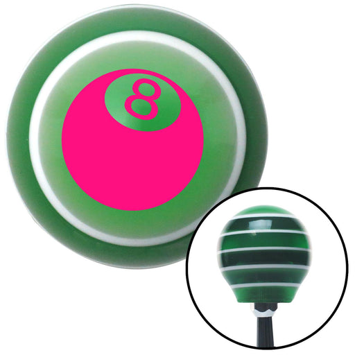 Pink 3D 8 Ball  Green Stripe Shift Knob with M16 x 15 Insert