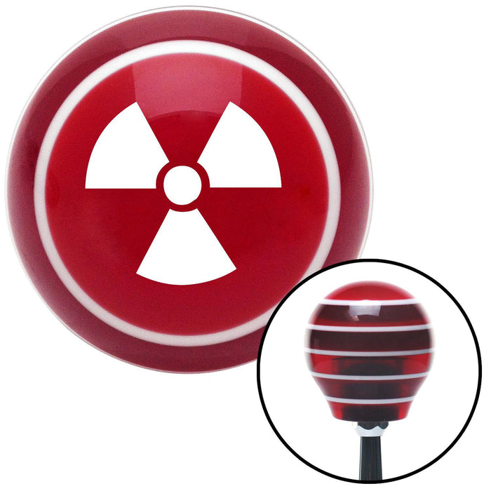 White Nuclear Hazard Symbol Red Stripe Shift Knob with M16 x 15 Insert