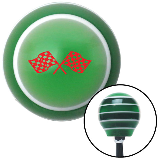 Red  Checkered Racing Flags Green Stripe Shift Knob with M16 x 15 Insert