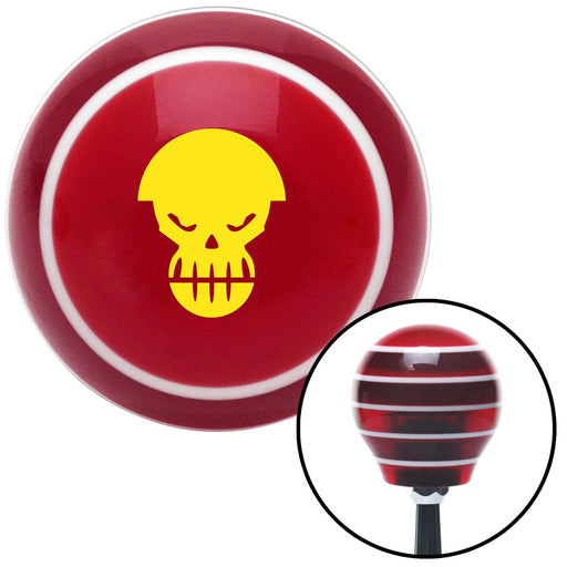 Yellow Scary Skull Red Stripe Shift Knob with M16 x 15 Insert