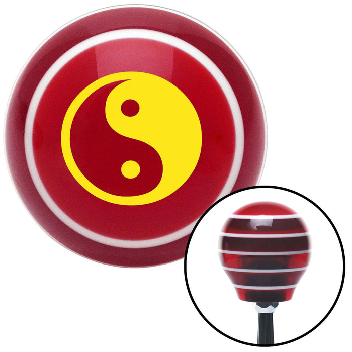 Yellow Yin  Yang Red Stripe Shift Knob with M16 x 15 Insert