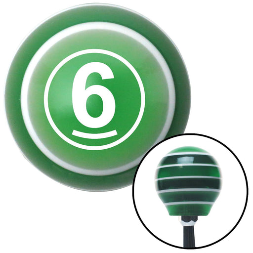 White Ball 6 Green Stripe Shift Knob with M16 x 15 Insert