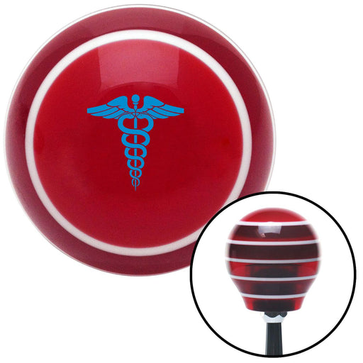 Blue Caduceus Symbol Red Stripe Shift Knob with M16 x 15 Insert