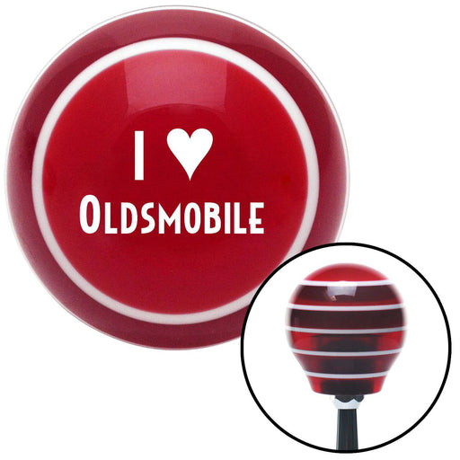 White I 3 OLDSMOBILE Red Stripe Shift Knob with M16 x 15 Insert