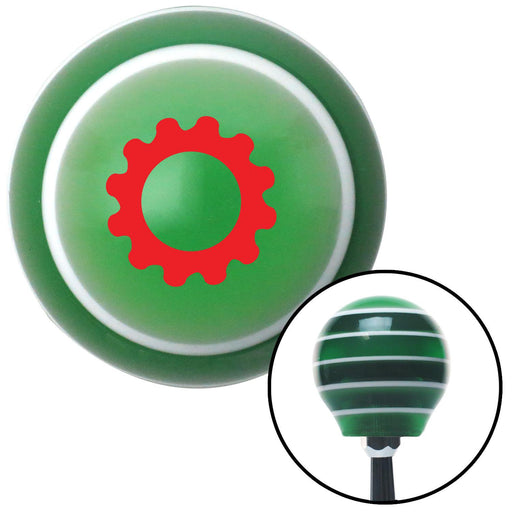 Red Solid Gear Green Stripe Shift Knob with M16 x 15 Insert