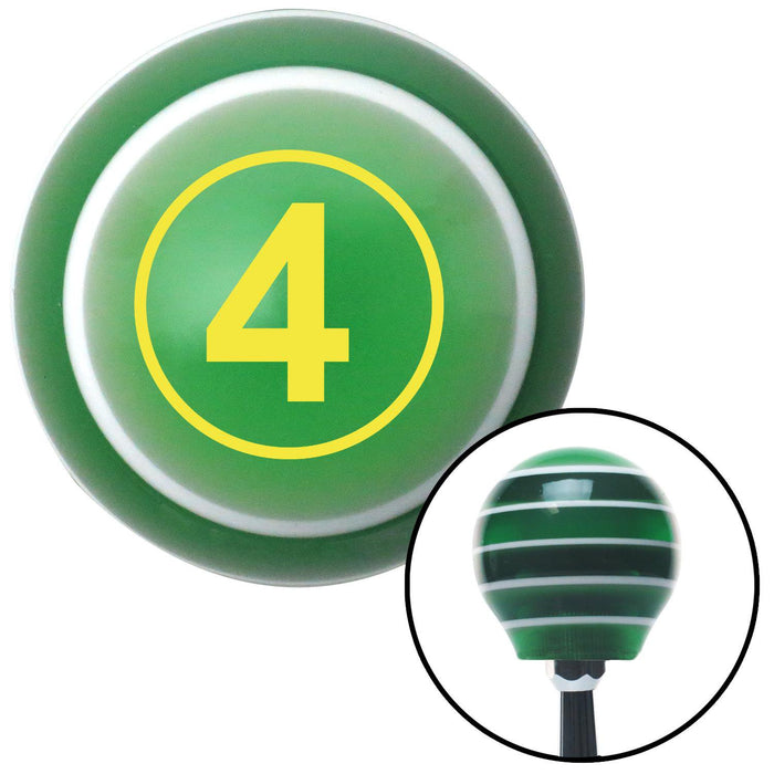 Yellow Ball 4 Green Stripe Shift Knob with M16 x 15 Insert