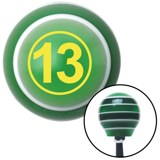 Yellow Ball 13 Green Stripe Shift Knob with M16 x 15 Insert