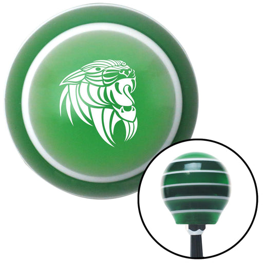 White Wildcat Green Stripe Shift Knob with M16 x 15 Insert