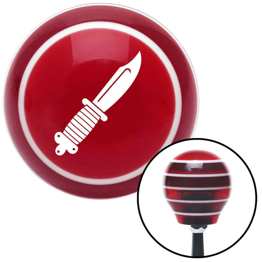 White Hunting Knife Red Stripe Shift Knob with M16 x 15 Insert