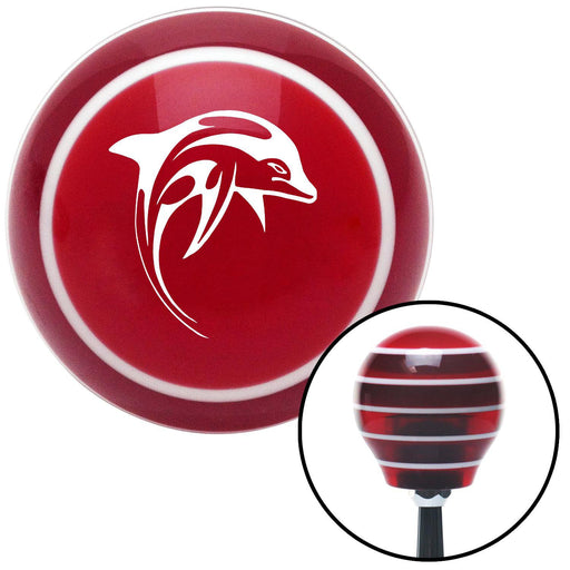 White Marine Dolphin 2 Red Stripe Shift Knob with M16 x 15 Insert