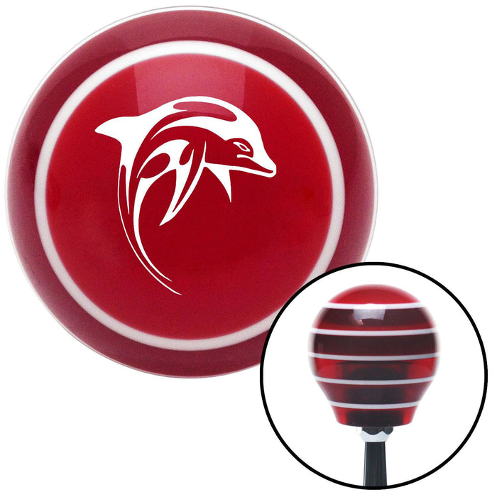 White Marine Dolphin 2 Red Stripe Shift Knob with M16 x 15 Insert