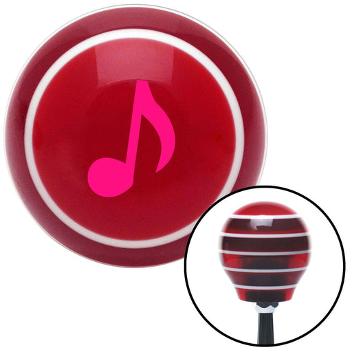 Pink Music Note Red Stripe Shift Knob with M16 x 15 Insert