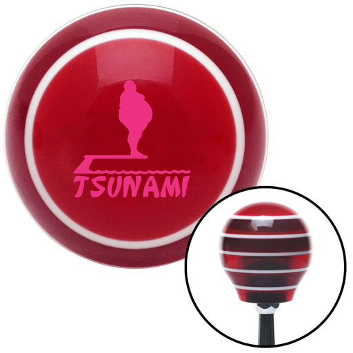 Pink Tsunami Red Stripe Shift Knob with M16 x 15 Insert