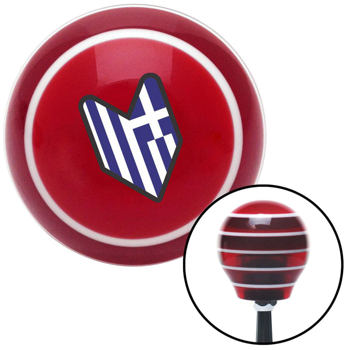 Greek Wakaba Leaf Red Stripe Shift Knob with M16 x 15 Insert