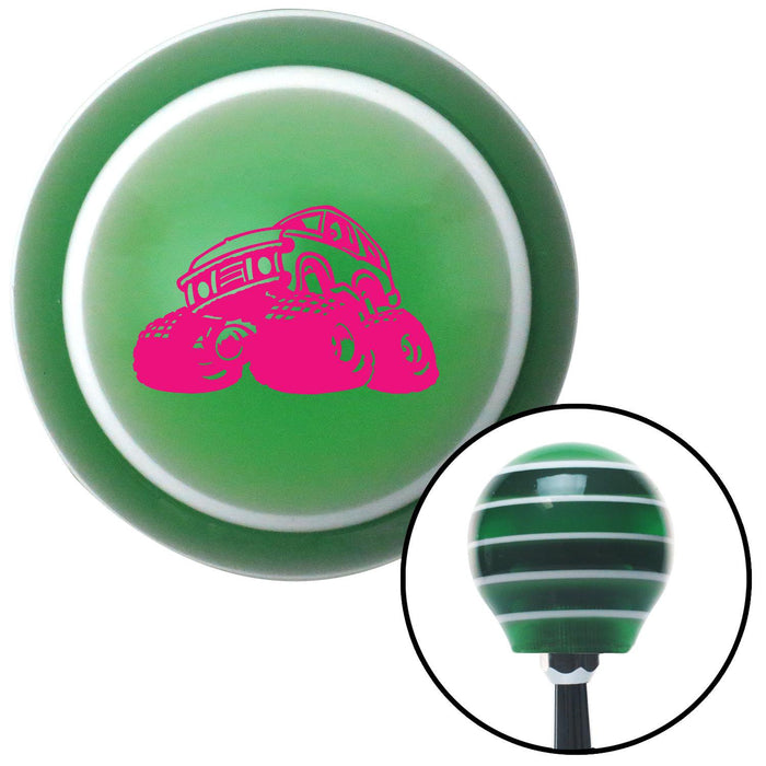 Pink Monster Truck Green Stripe Shift Knob with M16 x 15 Insert