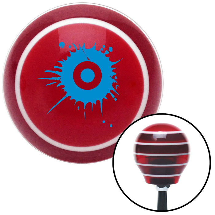 Blue Target w Splatter Red Stripe Shift Knob with M16 x 15 Insert