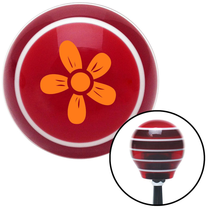 Orange Flower  Daisy Red Stripe Shift Knob with M16 x 15 Insert