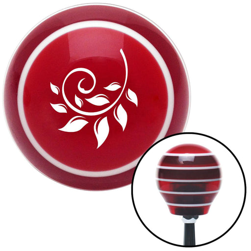 White Spiral Petals Red Stripe Shift Knob with M16 x 15 Insert