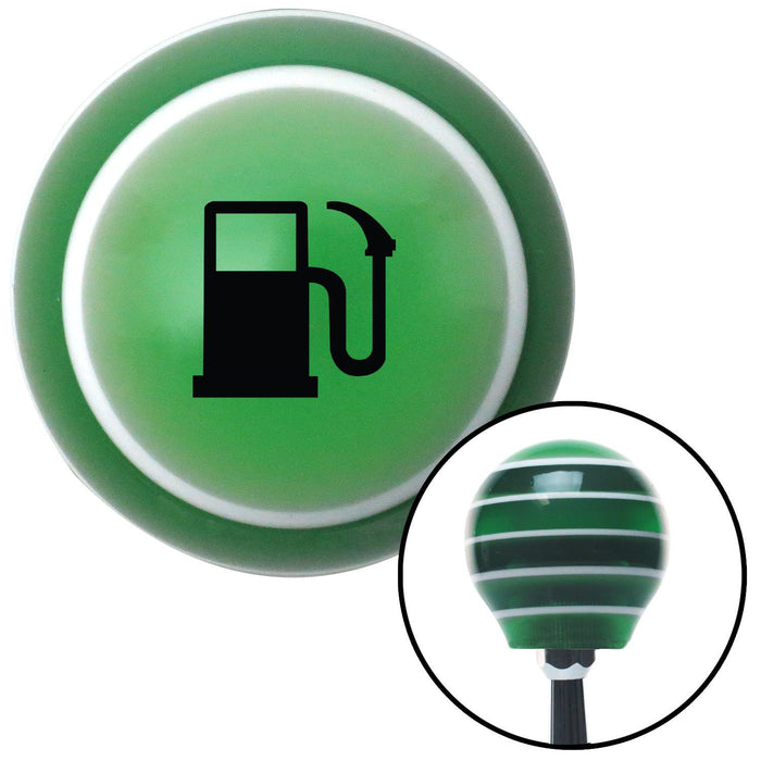 Black Gas Station Tank Green Stripe Shift Knob with M16 x 15 Insert