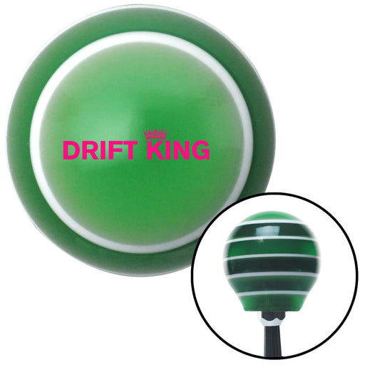 Pink Drift King Green Stripe Shift Knob with M16 x 15 Insert