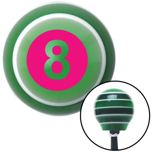 Pink 8 Ball Green Stripe Shift Knob with M16 x 15 Insert