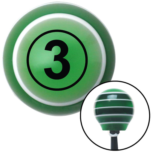 Black Ball 3 Green Stripe Shift Knob with M16 x 15 Insert