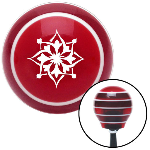 White Abstract Flower Red Stripe Shift Knob with M16 x 15 Insert