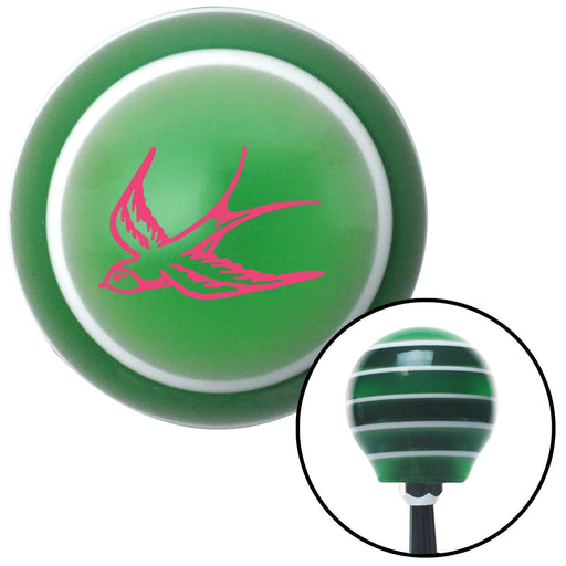 Pink Swallow Green Stripe Shift Knob with M16 x 15 Insert