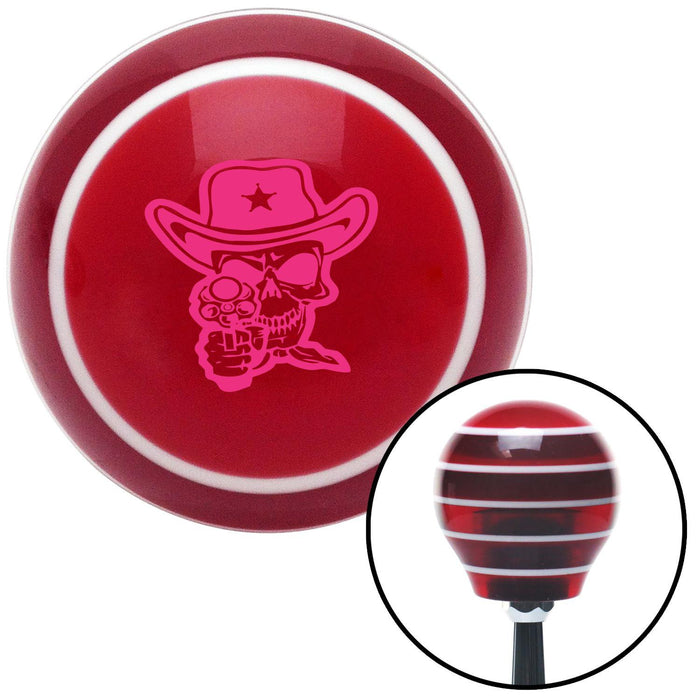 Pink Cowboy Skull Red Stripe Shift Knob with M16 x 15 Insert