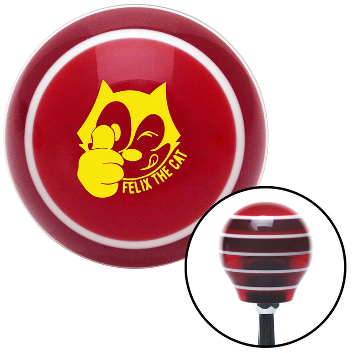 Yellow Felix The Cat Thumbs Up Red Stripe Shift Knob with M16 x 15 Insert