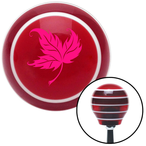 Pink Falling Leaf Red Stripe Shift Knob with M16 x 15 Insert