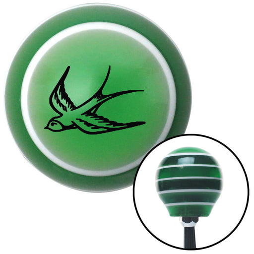 Black Swallow Green Stripe Shift Knob with M16 x 15 Insert