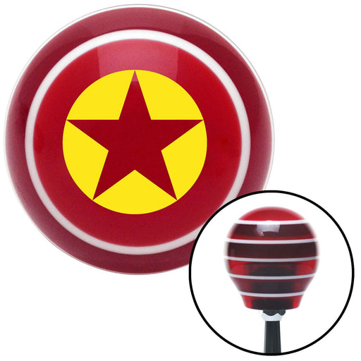 Yellow Star in Circle Red Stripe Shift Knob with M16 x 15 Insert