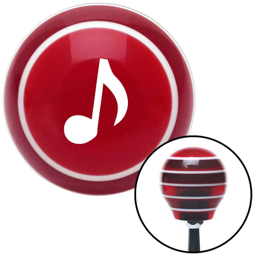 White Music Note Red Stripe Shift Knob with M16 x 15 Insert