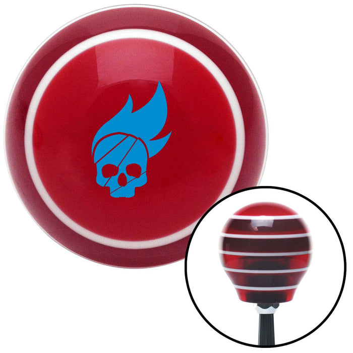 Blue Skull Flame Red Stripe Shift Knob with M16 x 15 Insert