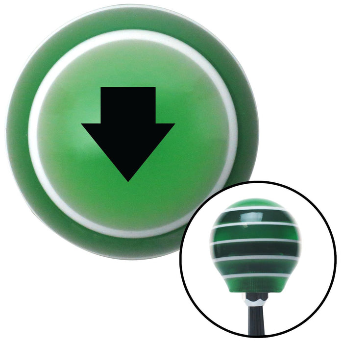 Black Solid Fat Arrow Down Green Stripe Shift Knob with M16 x 15 Insert