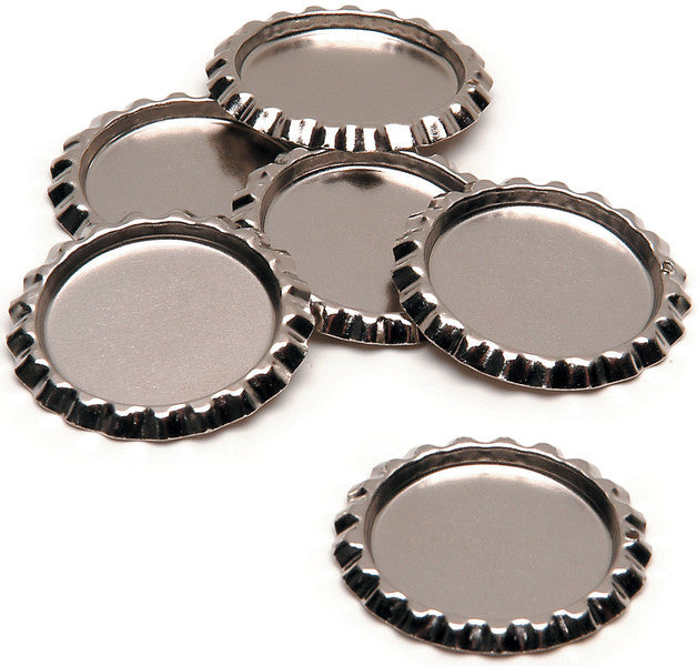 ID Flat Bottle Caps 1" With Hole 6/Pkg-Chrome