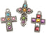 Rhinestone Cross Charms 3 Asstd/Pkg-Antique Silver