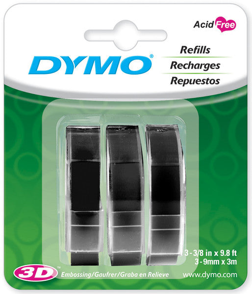 Caption Maker Tape Refill 3/8"x9.8' 3/Pkg-Black