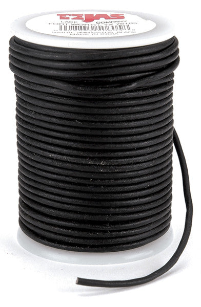 Round Leather Lace Black Spool - 2mm x 25 Yards